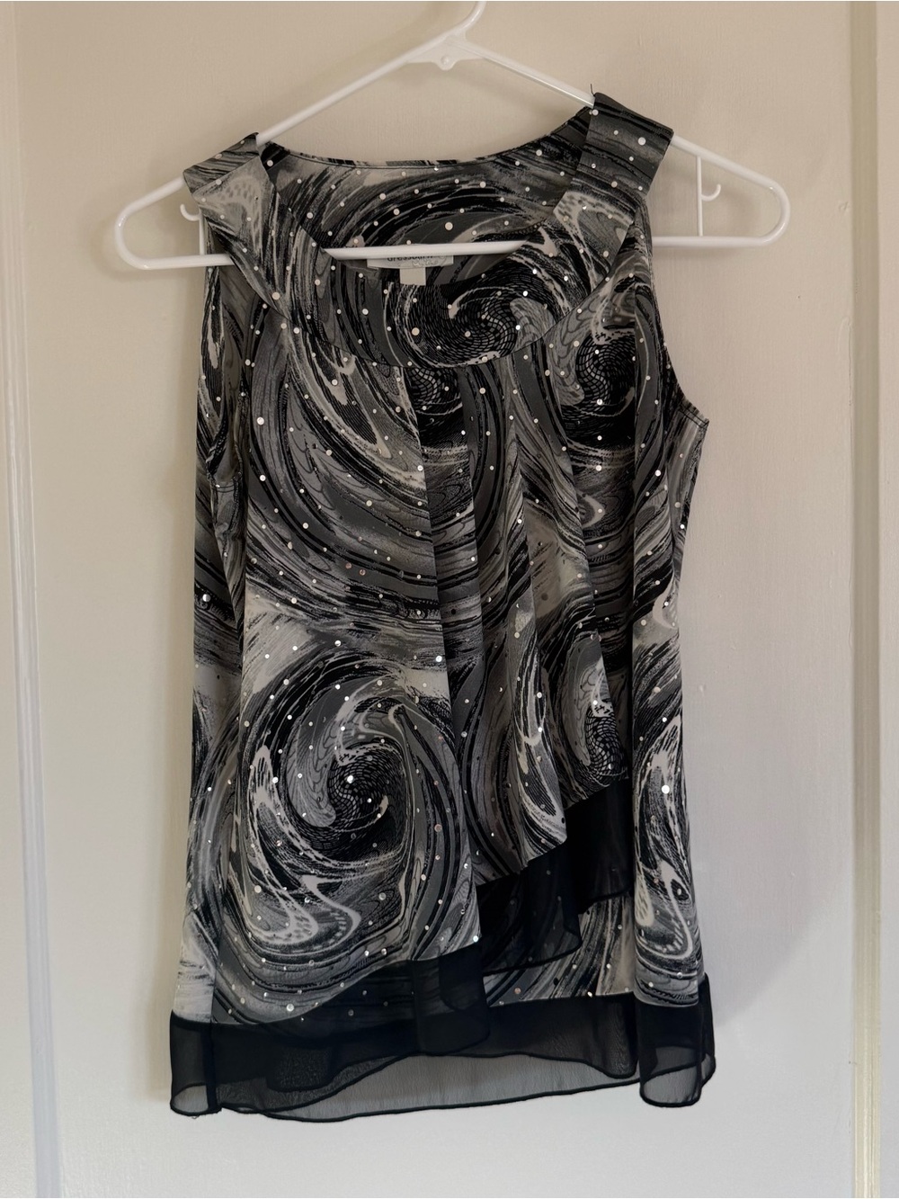 Dressbarn Black and Gray Swirl Blouse